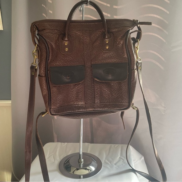 J.W. Hulme Co. Pebbled Leather Excursion Tote Bag Double Pocket Backpack Unisex - Picture 1 of 16